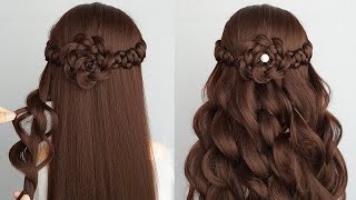 Trending Hair Style Girl For New Year Party - Half Up Waterfall Braid Tutorial