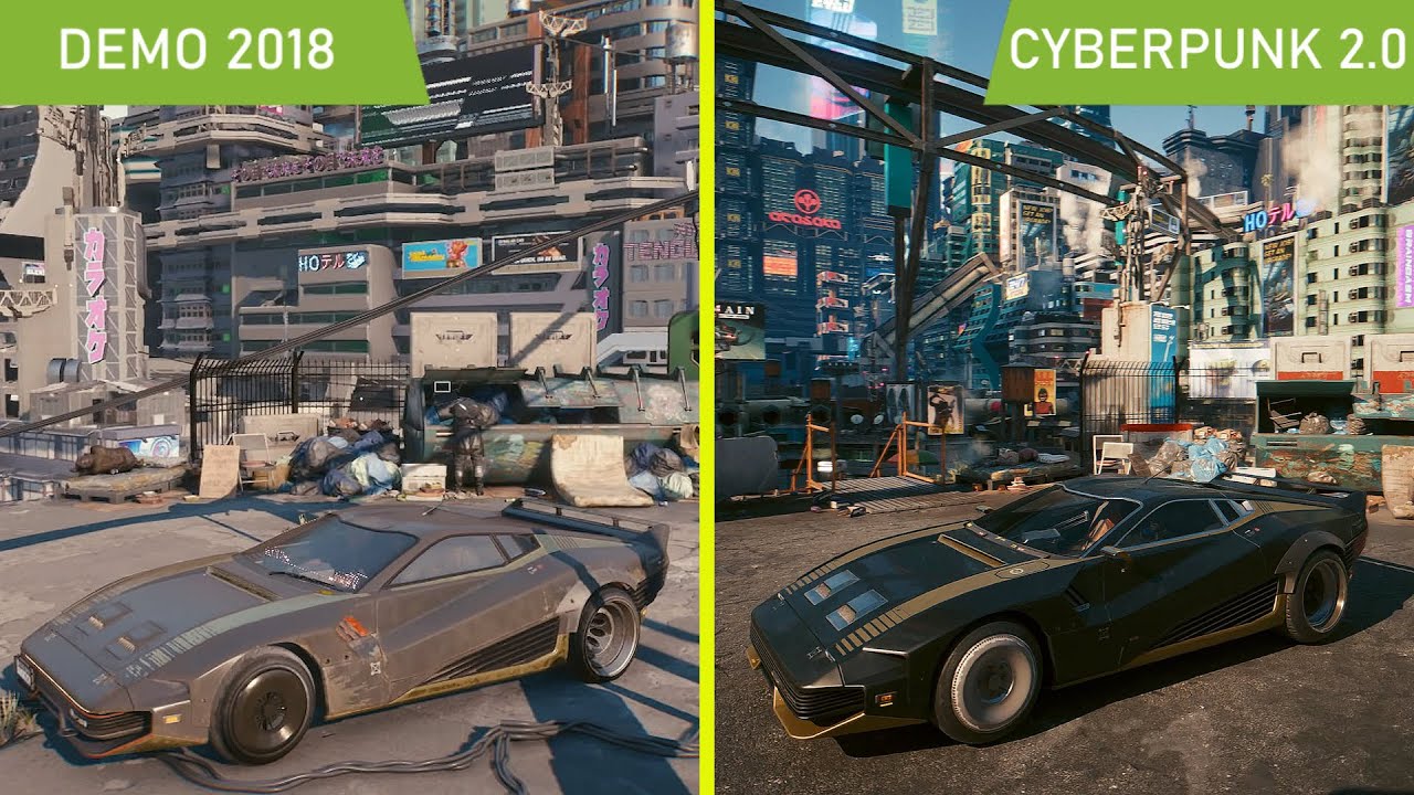 Cyberpunk 2077 2018 Demo vs 2.0 Update 2023 Ray Tracing Overdrive Graphics  Comparison — Видео