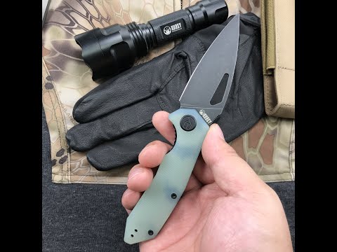 KUBEY KU122E Liner Lock Thumb Open Folding Knife Jade G10 Handle