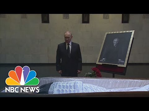 President Putin Lays Flowers At Coffin Of Soviet Leader Mikhail Gorbachev