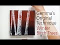 (203) String pull technique _ Winter Birch Trees _ Fluid Acrylic Pouring _ Designer Gemma77