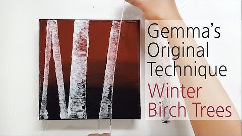 (203) String pull technique _ Winter Birch Trees _ Fluid Acrylic Pouring _ Designer Gemma77