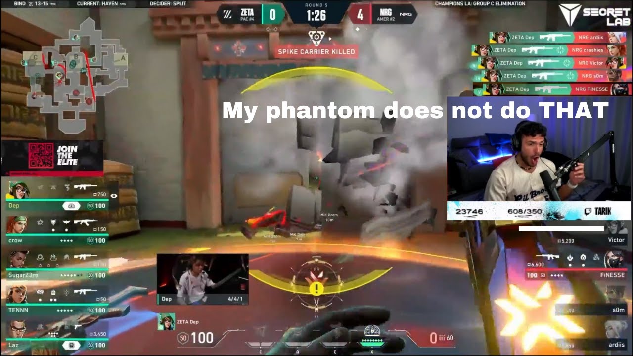 Tarik reacts to this CRAZY PHANTOM ACE by Zeta Dep vs NRG | VCT Champions Los Angeles 2023