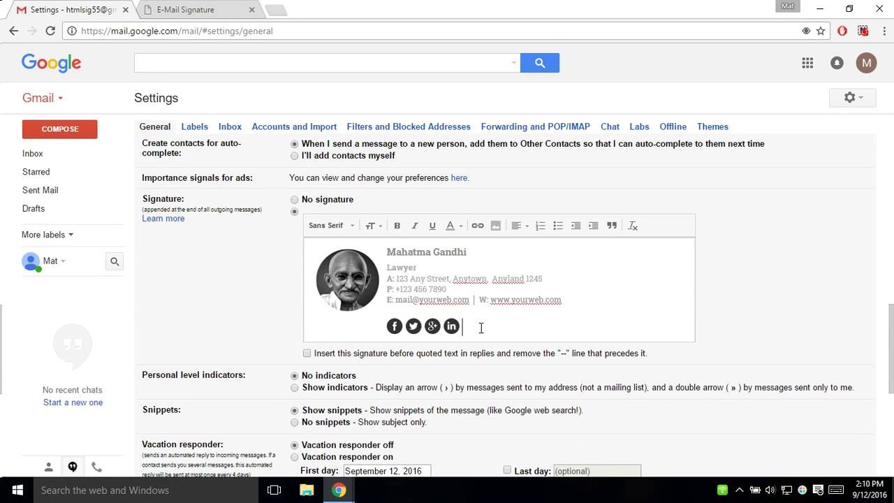 how to make a signature in gmail with image