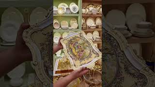 Luxury Gold Serving Tray Set ✨ Royal Home DecorElegant Turkish Gold Tray Collection #wedding