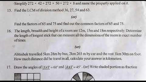 Ts sa1 maths 6th class question paper ts sa1 maths 6th class question paper