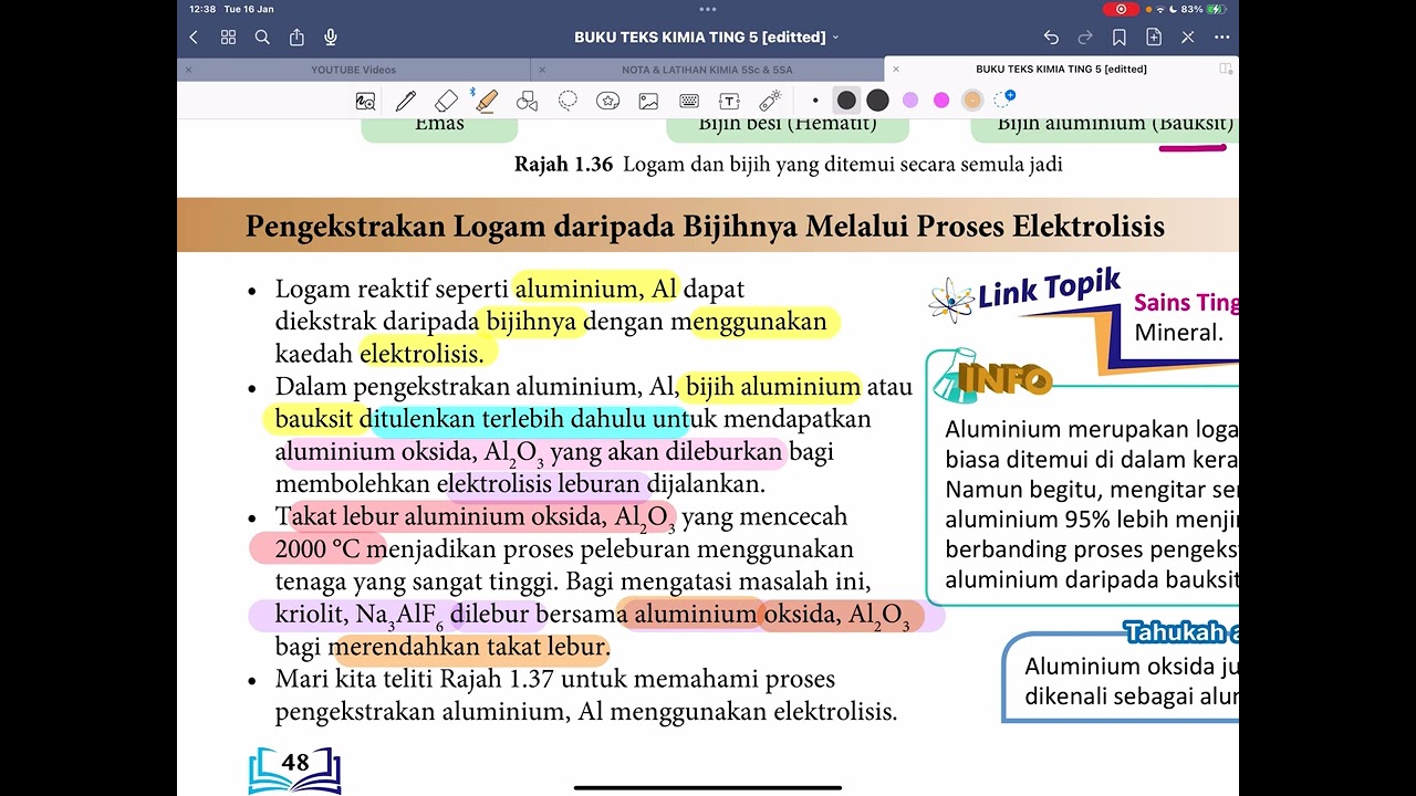 KSSM 1.5 Kimia Ting. 5 : Pengekstrakan logam (Bhgn 1 - Pengekstrakan Al drpd Al2O3)