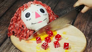 ANNABELLE DOLL | डरावनी चीजें खाएं | Stop Motion Cooking ASMR &amp; Funny Video 4k/Mukbang