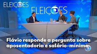 Eleições 2026 - Flávio Bolsonaro responde a pergunta sobre salário-mínimo e aposentadoria