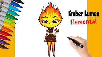 How to Draw Ember From Elemental - Disney Movie - Step-by-Step Tutorial Drawing Easy
