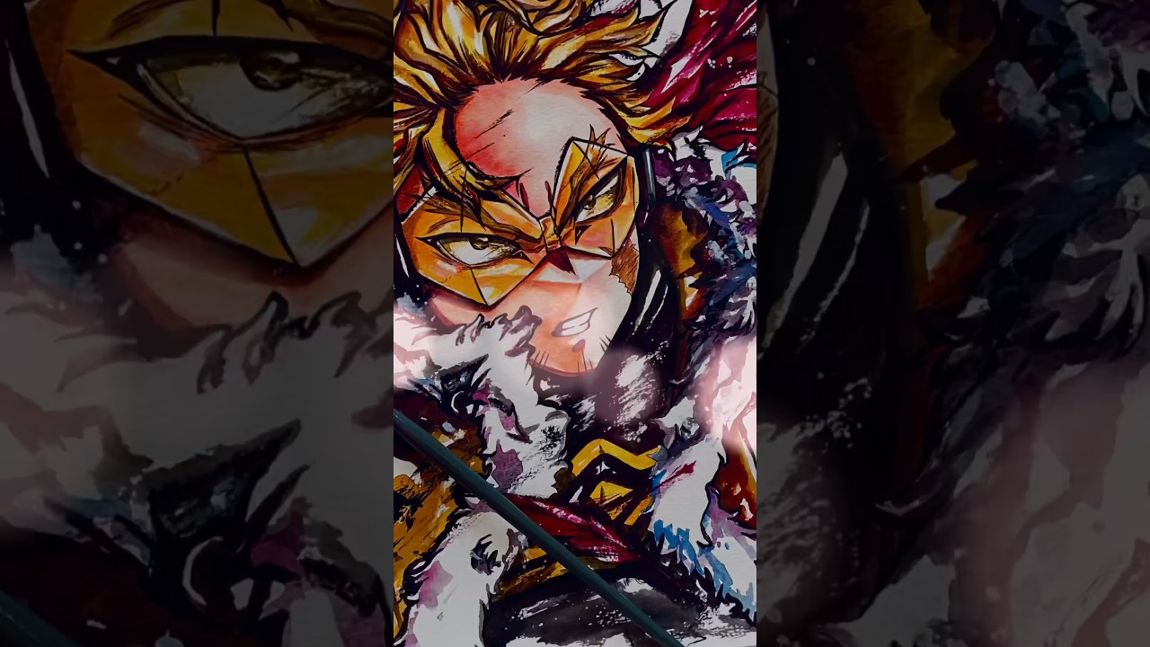 【僕のヒーローアカデミア】ホークス描いてみた!【アナログ・イラストメイキング・水彩絵の具】#myheroacademia