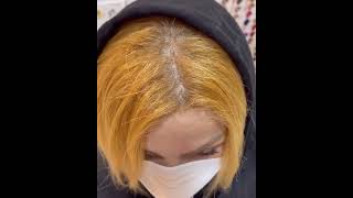 ترکیب رنگ دودی رو موی زرد و نارنجی. smoky haircolor