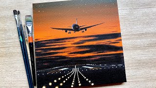 Fly to the Sunset / Easy Acrylic Painting for Beginners / Daily Challenge #98