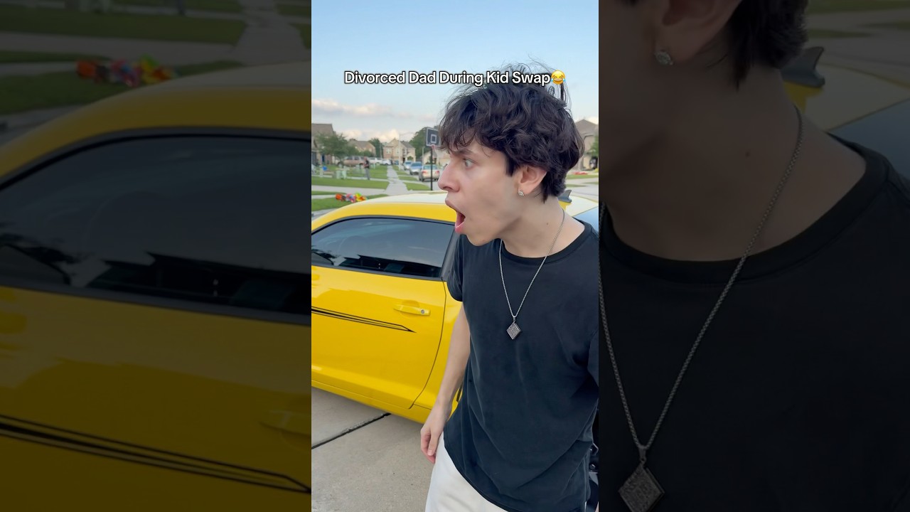 Разведенный отец во время обмена детьми😂