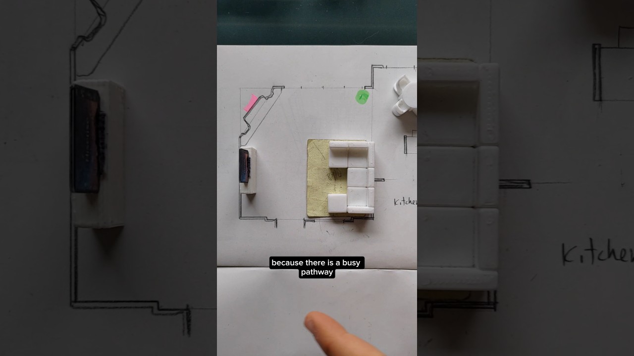 an unexpected, seemingly un- Feng shui solution to this awkward living room!