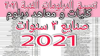 تنسيق الصنايع 3 سنوات الكليات والمعاهد المتاحة /كل ما تريد معرفتة عن تنسيق الدبلومات الفنية2021-2022