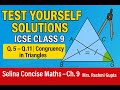 ICSE Class 9 Maths | Test Yourself Q5–11 Solutions | Selina Concise Chapter 9 | Triangles