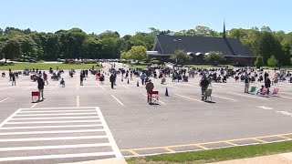 Hundreds attend outdoor Mass in Waltham with services cleared to resume