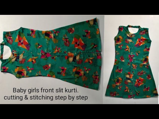 DIY sleeveless short baby kurti cutting and stitching 10 to 12 year baby  girl step by step - YouTube
