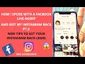 How I Spoke With a Facebook Live Agent & Got My Disabled INSTAGRAM Back pt.2 (2020 New Tips)