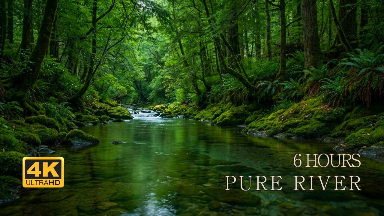 6 Hours Pure Forest River Sounds 🌿 No Birds, No Music – Deep Sleep (4K)