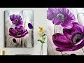 cool & colorful acrylic painting | large canvas painting PURPLE floral | For Beginners