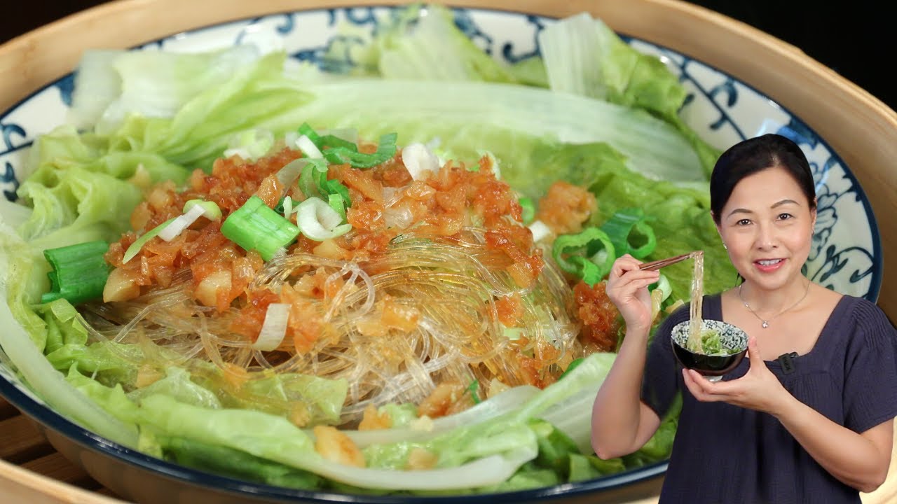 Simply Steamed Garlic Vermicelli and Cabbage 蒜蓉粉丝蒸娃娃菜 | ChineseHealthyCook
