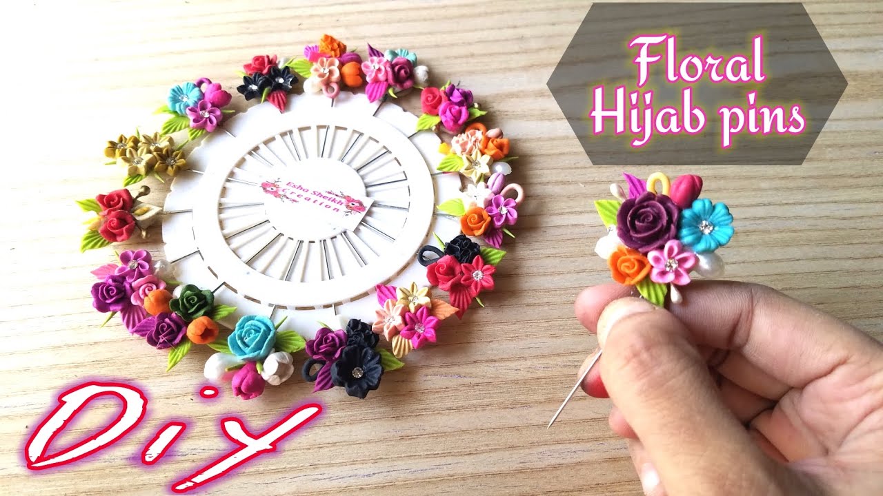 How to make hijab pin at home, Diy hijab pin, clay hijab pins, diy jewelry