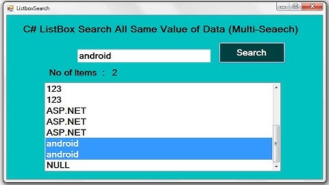 C# ListBox Search In .net