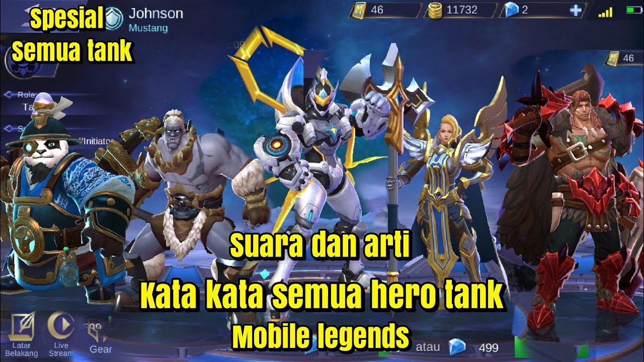 Suara dan arti kata kata semua hero tank~mobile legends - YouTube