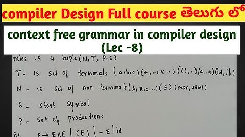 context free grammar in compiler design | CFG syntax and examples | SRT Telugu Lectures | parser