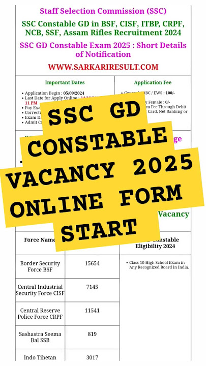 SSC GD Constable Recruitment 2025 | SSC GD Vacancy 2025 #ssc #sscgd2025 #sscgdconstable #gdconstable