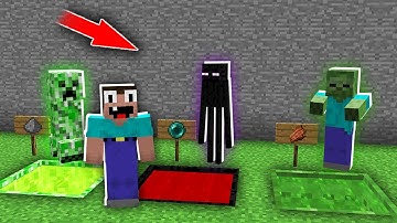 Minecraft NOOB vs PRO: CAN THE NOOB CHOOSE SECRET MOB HOLE? ZOMBIE HOLE vs ENDERMAN HOLE vs CREEPER