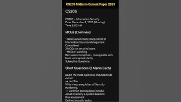 CS205 Midterm current paper 2025 #vu #vuexams #cs205