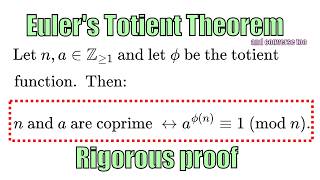 Euler's Totient Theorem and Converse: Rigorous Proof Walkthrough