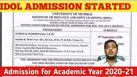 IDOL ADMISSION STARTED | BA/BCOM/BSC | MCOM/MA/MSC/PGDFM/PGDORM | Mumbai University | Ashish Sir