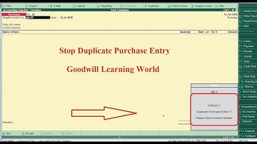 Tally TDL for Stop Duplicate Purchase Entry -  Tally add on for Stop Duplicate purchase