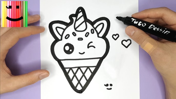 HOW TO DRAW ICE CREAM kawaii, como desenhar um sorvete, como dibujar un  Helado, dessiner une glace 