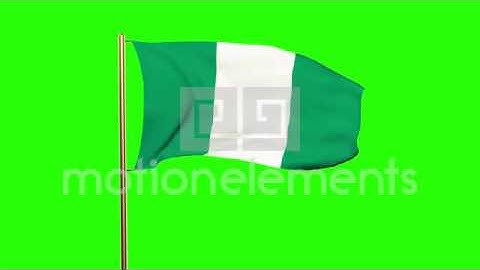 Nigeria Flag Waving In The Wind. Green Screen, Alpha Matte. Loopable Animation Stock Animation
