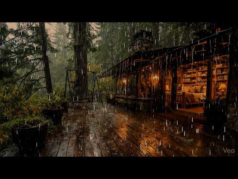 Heavy Forest Rain π§οΈ Cozy Cabin Ambience for Deep, Peaceful Sleep π΄