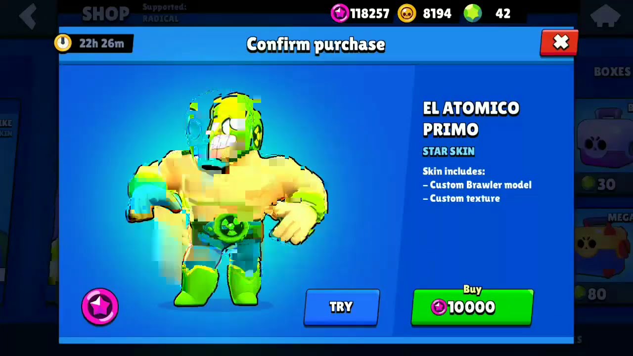 El Atomico Primo New Skin Gameplay Brawl Stars Youtube - el cost brawl stars