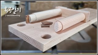 how to make rod tenon & mortise / wooden rod shelf [woodworking] by J-woodworking목공일기 47,621 views 2 years ago 8 minutes, 32 seconds