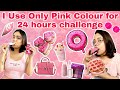 I Used Only PINK Color For 24 Hours CHALLENGE | Pink Nails, Makeup, Food and more... | Anku Sharma