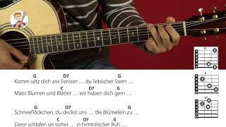 Schneeflöckchen, Weißröckchen, Weihnachtslied mit drei Akkorden und Text, für Gitarre chords