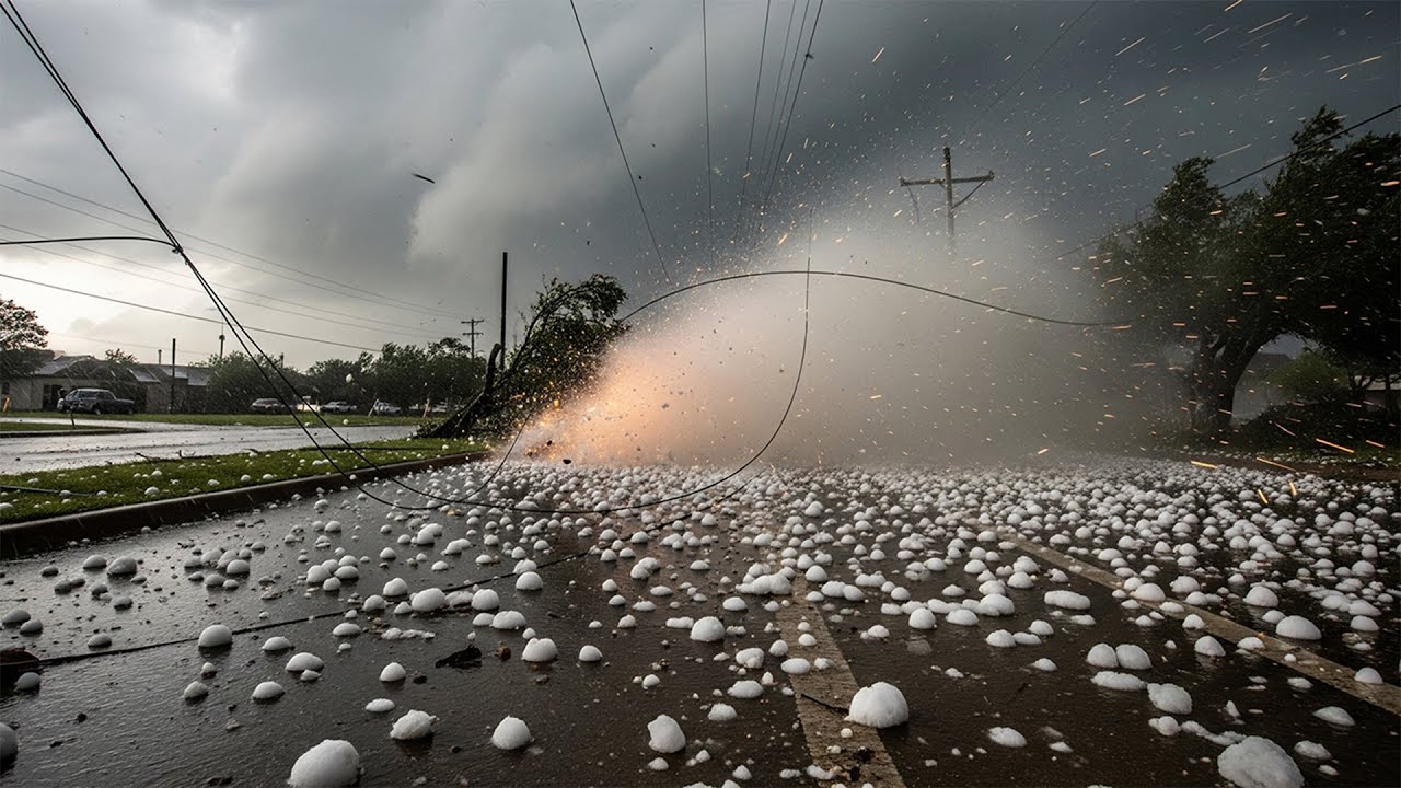 80 MPH Winds & Golf Ball Hail Slam Dallas-Fort Worth, Texas - YouTube