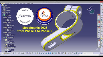 How to create a mechanical part using CATIA Part Design 121 Modelmania 2023 Phase 1 to Phase 2