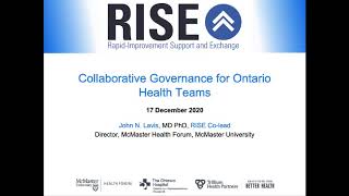 Overview of collaborative governance for OHTs