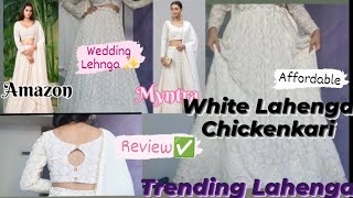 White Chikenkari Work Lahenga Review / Sequence Work/Wedding Lahenga /Amazon lahenga #lahenga #tryon