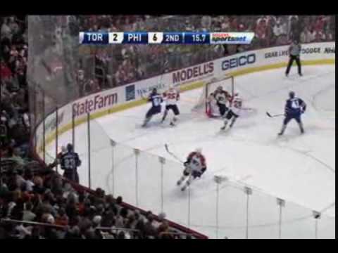 Luke Schenn's Gordie Howe hat trick - April 3, 2009