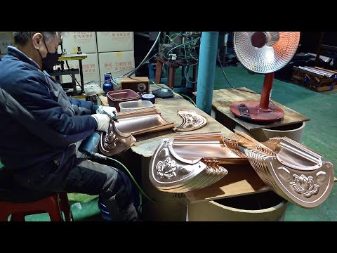 Mysterious Copper Roof Tiles Mass Production Process. Korean Traditional Roof Factory